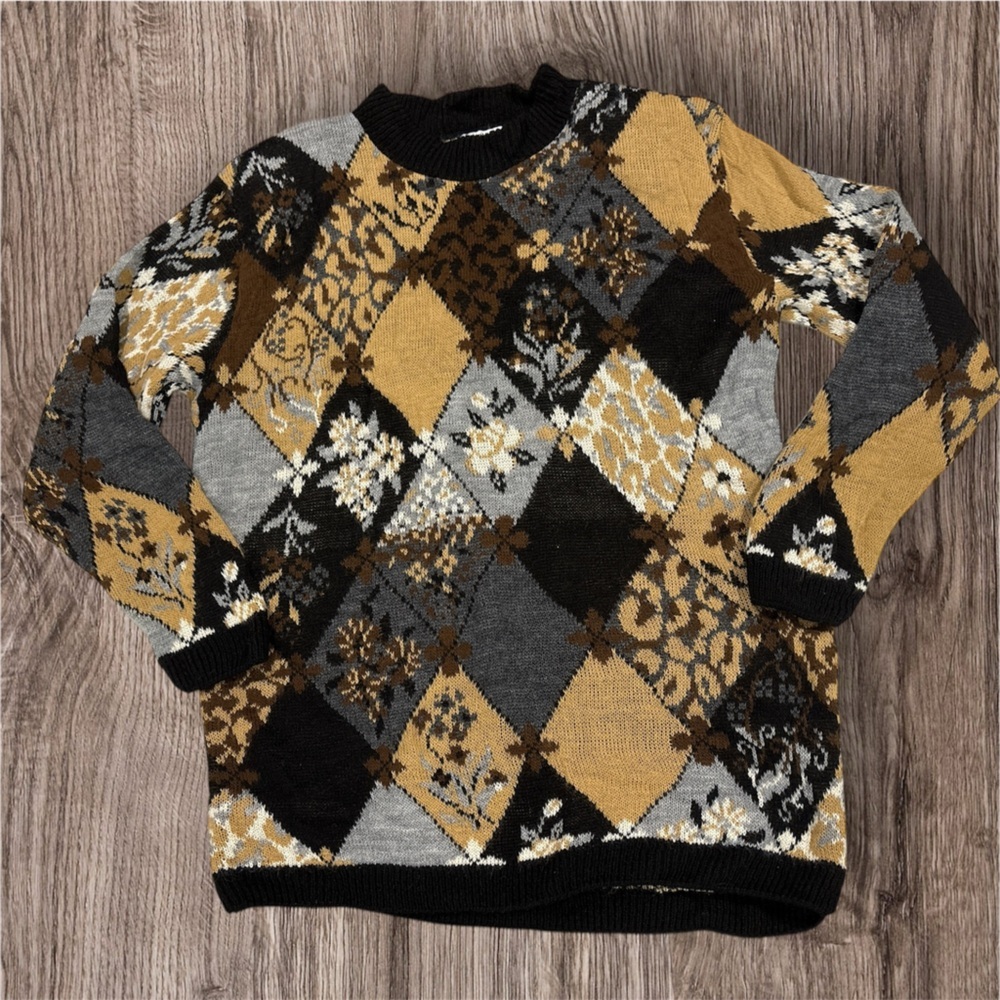 Alfred Dunner Vintage Lightweight Floral- Channel Vibes Sweater SizeL